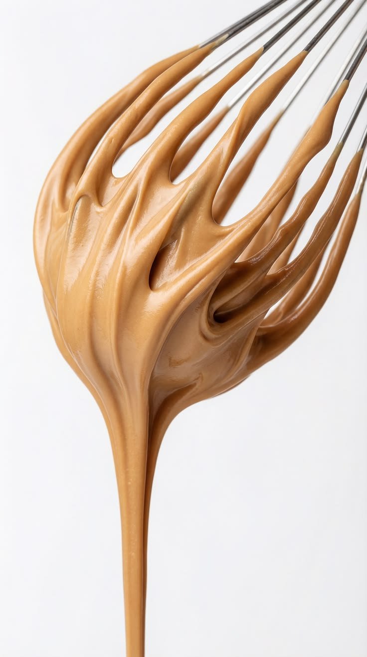 Whisked caramel lifted on a whisk, a sweet finish from YQR Design